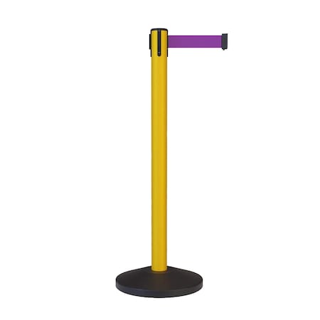 Montour Line Stanchion Belt Barrier Yellow Post 13ft.Purple Belt ES400-YW-PE-130